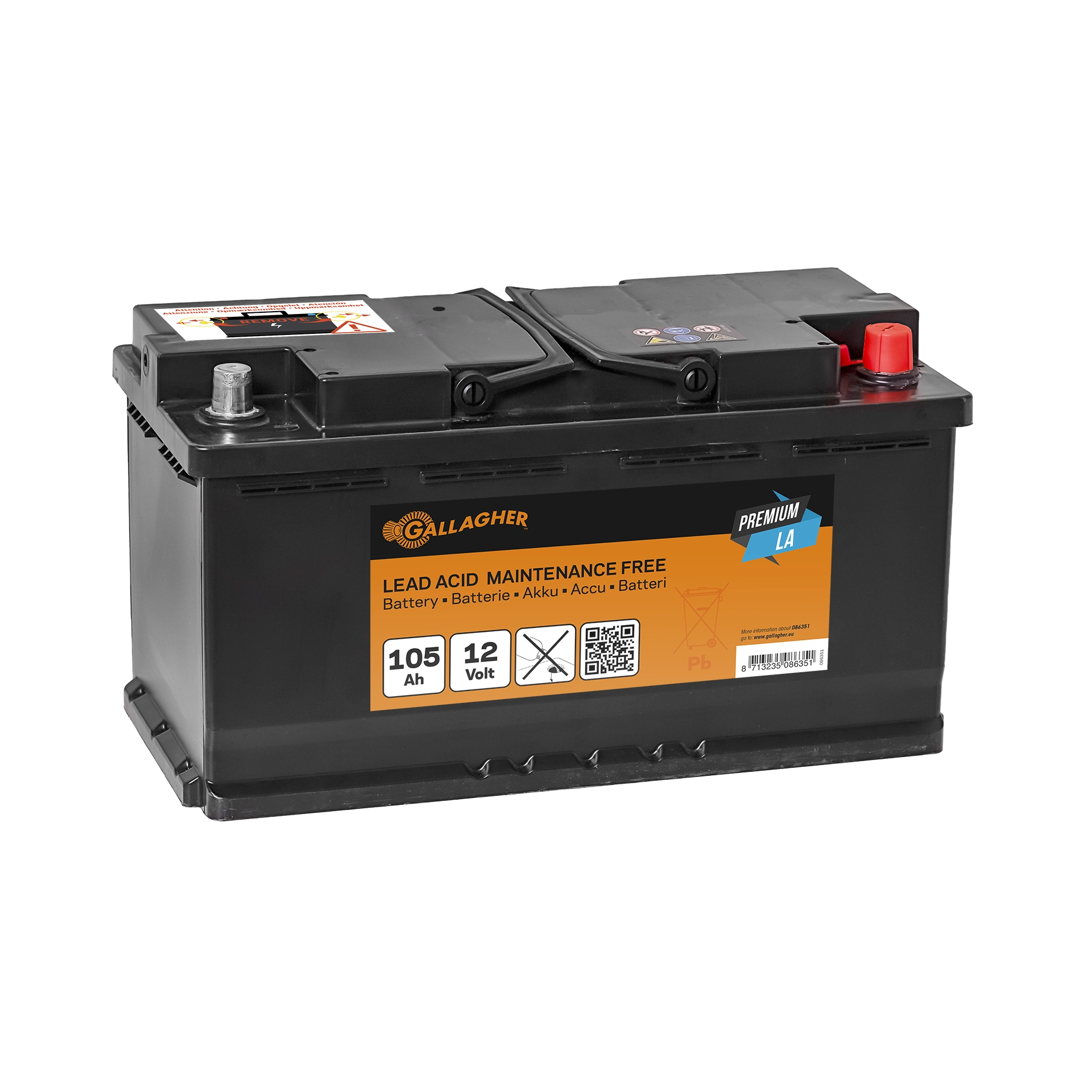 Premium Blybatteri 12V/105Ah - 353x175x190