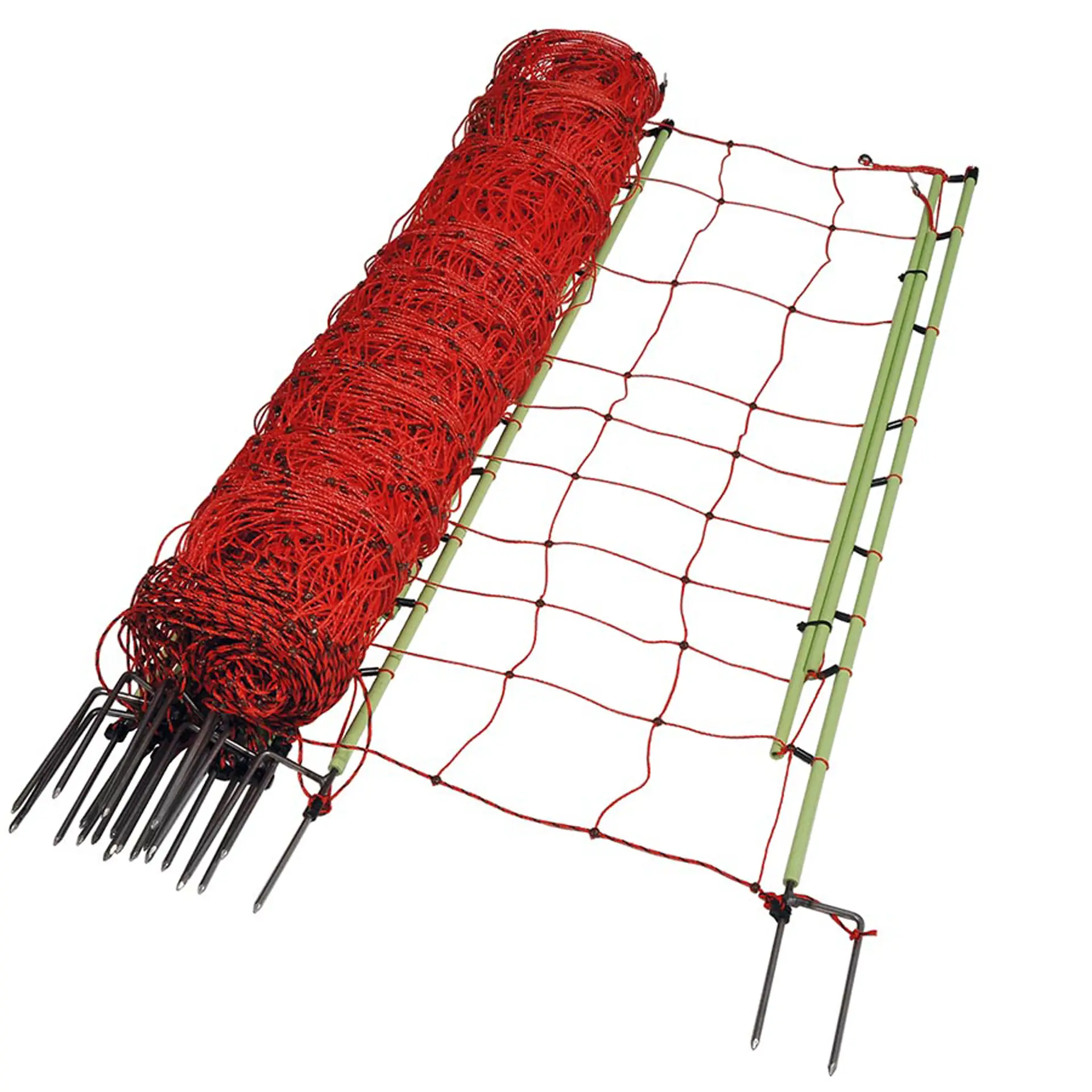Wolfsnetz, Doppelspitze, 120cm, 50m orange, plus/minus systeem Wolfsnetz, Doppelspitze, 120cm, 50m orange, plus/minus systeem