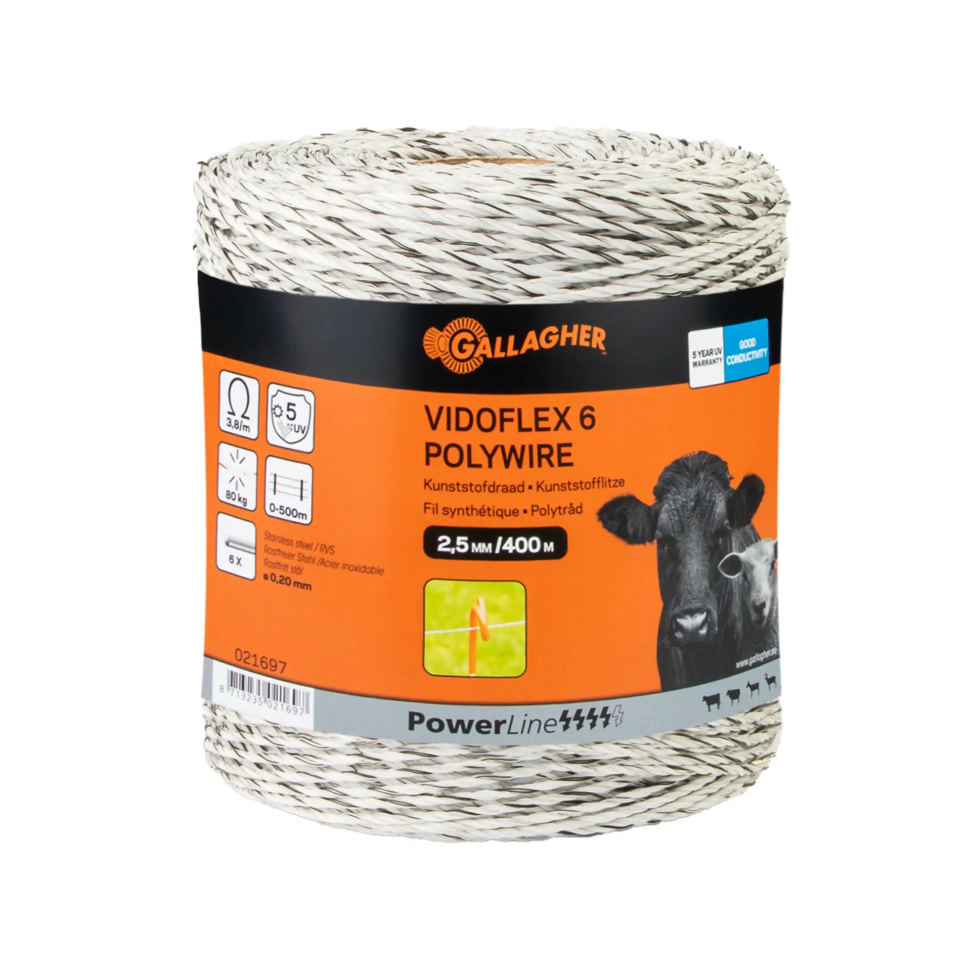 Vidoflex 6 Powerline (wit, 400 meter)