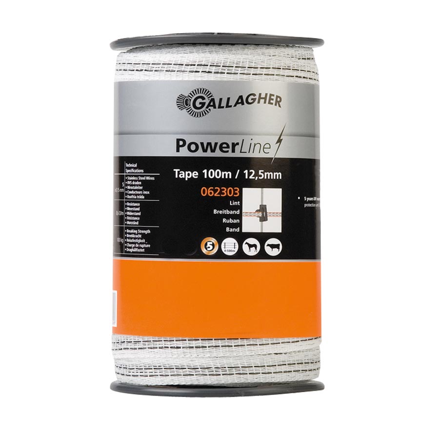 PowerLine tape 12.5 mm (white, 100 metres)